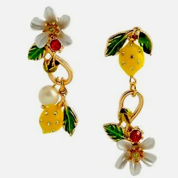 New Betsey Johnson Lemon Mismatched Earrings - Picture 7 of 8